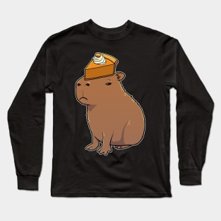 Capybara with Pumpkin Pie on its head Long Sleeve T-Shirt